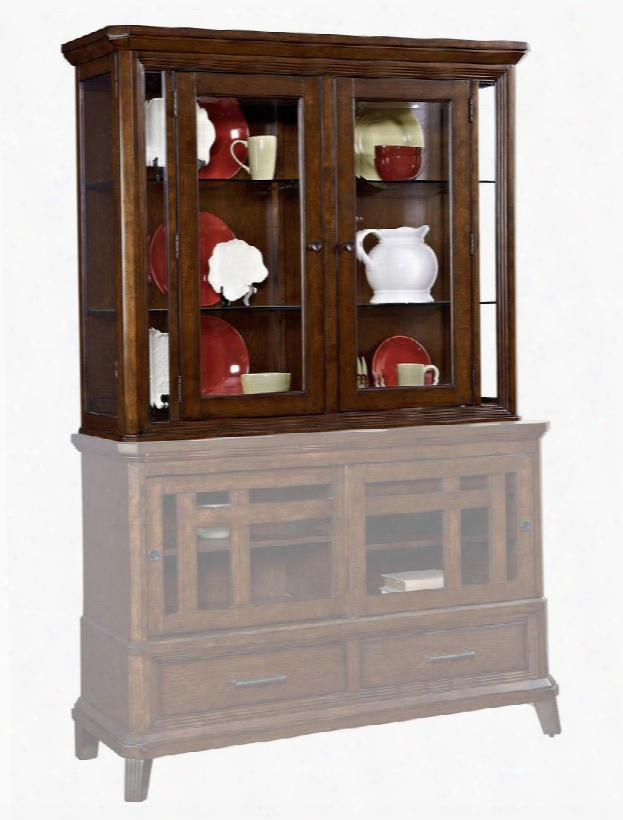 Estes Park 4364-566 55.313" Wide China Cabinet Deck With 2 Glass Doors 4 Adjustable Glass Shelves With Plate Grooves And Led Touch Lighting In Artisan Oak