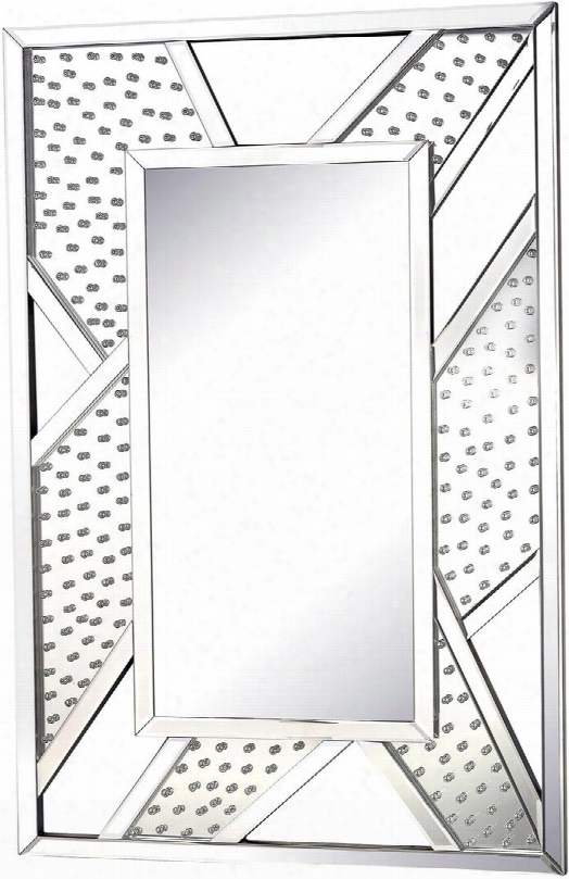 Jewel Inlay Collection 5173-024 47" X 31" Wall Mirror With Beveled Edges Rectangular Shape Tiny Crystals And Glass Construction In Clear