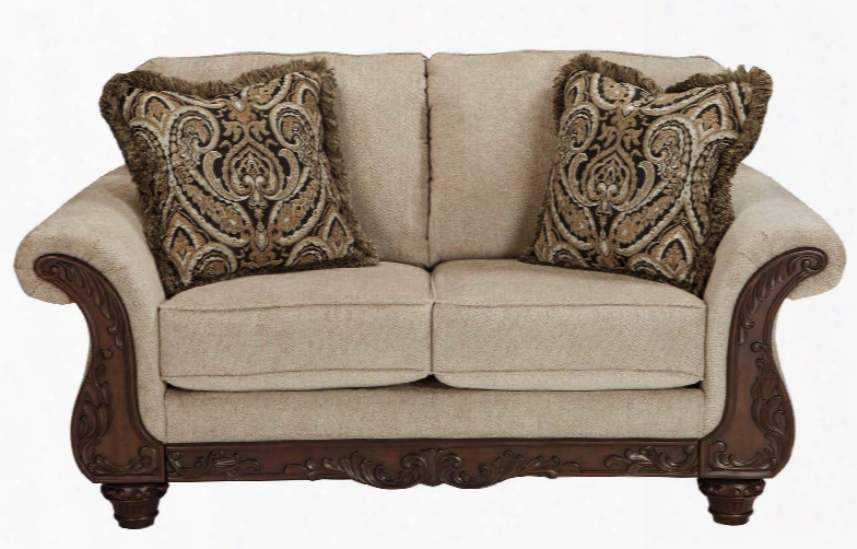 Laytonsville Collection 7200235 Loveseat Withf Abric Upholstery Piped Stitching Carved Detailing Rolled Arms And Traditional Style In