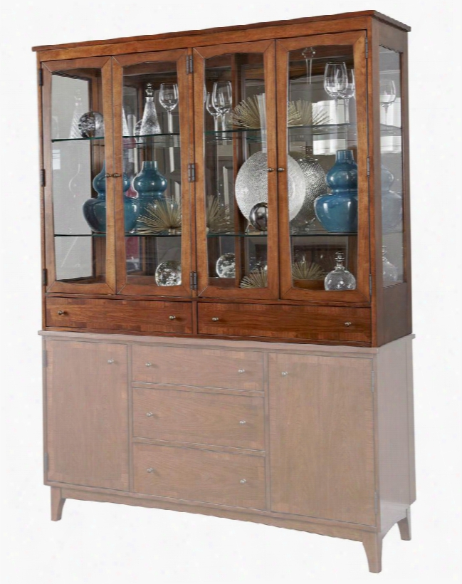 Mardella 4277-564 60" Wide China Cabinet Deck With 2 Drawers. 4 Glass Doors Touch Lighting And 2 Glass Shelves In Cognac