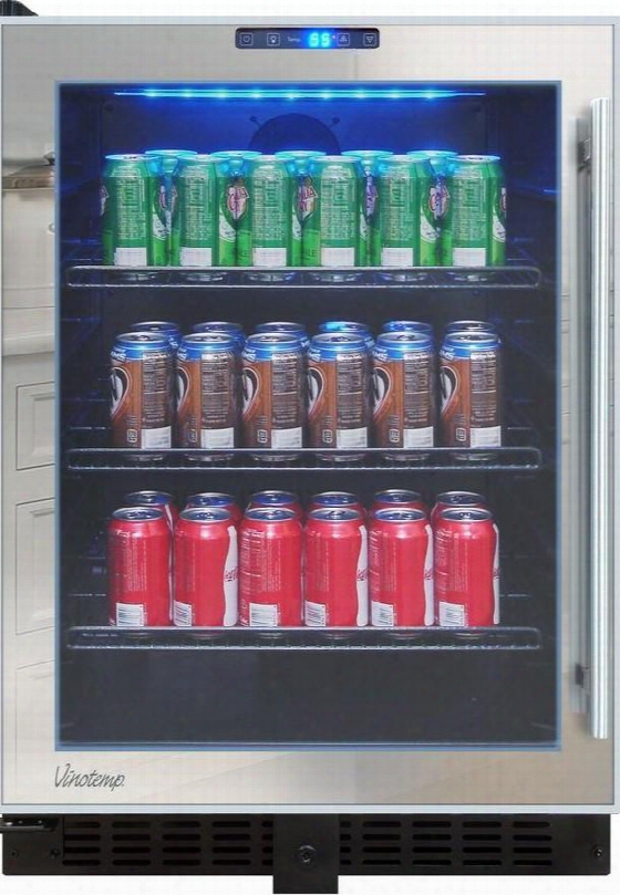 Mirrored Series Vt-bc54tssm-l 24" Vt-54 Left Hinge Beverage Cooler With 120 Cans Capacity Digital Touch Controls Interior Led Lighting And Security Lock In