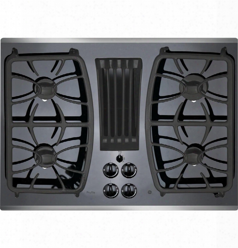 Pgp9830sjss 30" Gas Downdraft Cooktop With 4 Sealed Burners Gas On Glass Cooktop 11000 Btu All-purpose Burner Dishwasher Safe Grates And Knobs In Stainless