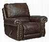 Bristan Collection 8220225 Rocker Recliner with Leather Upholstery Stitched Detailing Nail Head Accents Rolled Arms and Traditional Style in