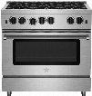 RCS36SBV2 36" Freestanding Gas Range with Six Sealed Burners Island Trim Precise Simmer Burner Full Motion Grates Extra-Large Convection Oven and Infrared