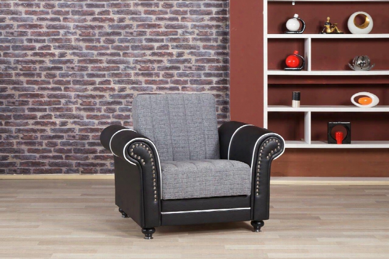 Royal Home Rohoacqgp Convertible Armchair With Nail Put A ~ On Accents Storage Under The Seat Turned Feet Sliders And Rolled Arms In Quantro Gray