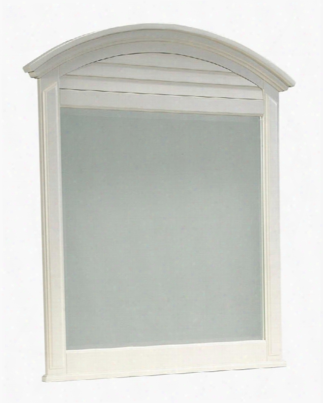 Seabrooke 4471-236 38" Wide Dresser Mirror With Arched Crown Louvered Details And Beveled Edge In Cream