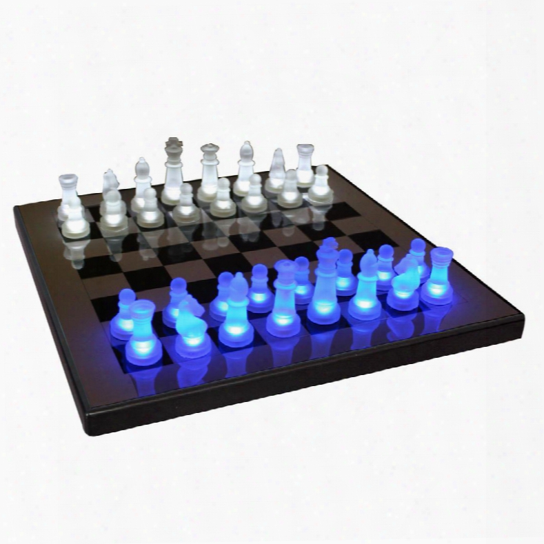 Sup-ledches-bw Led Glow Chess Set In Blue And