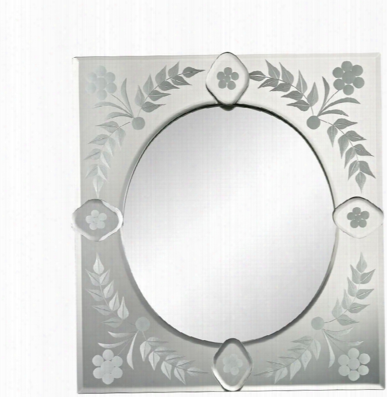 Venetian Collection 1114-155 15" X 13" Wall Mirror With Small Scroll Trim Beveled Edge Rectangular Shape And Floral Designs In Clear