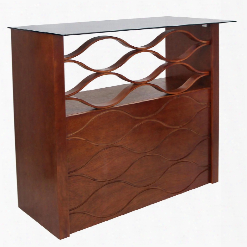 Wave Bt-sw-wave 47" Bar With Walnut Wood Concealed Shelves And Glass