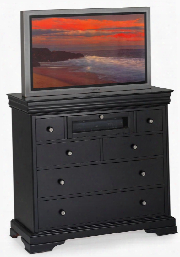 00-013-078 Belle Rose 44" Six Drawer Media Chest With Decorative Hardware Easy Pull Drawers Wooden Frame And Detailed Molding In Dark