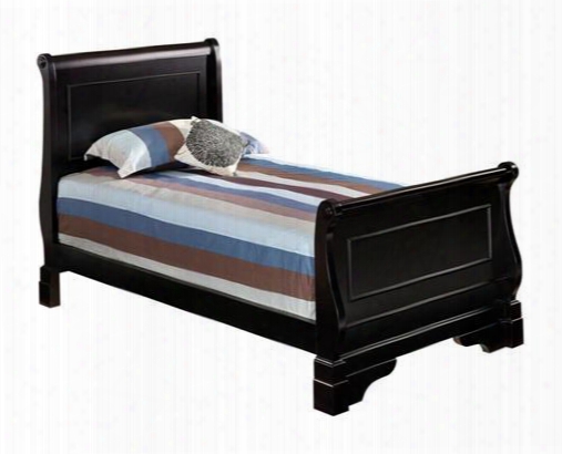00-013-tysb Belle Rose Twin Youth Sleigh Bed With Headboard/footboard Detailed Molding And Traditional Design In Black