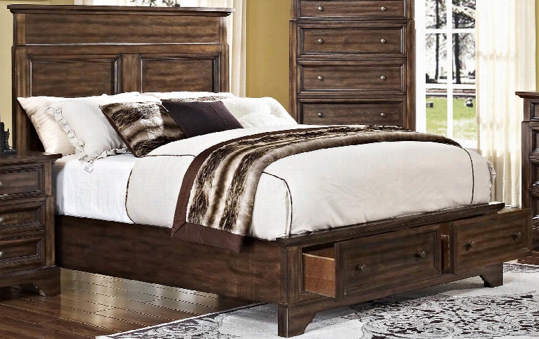 00-186-wb Grandview Storage California King Bed With Footboard Storage Detailed Molding Simple Design And Tapered Legs In