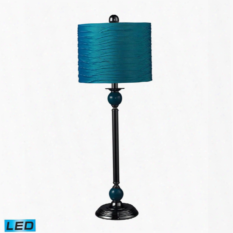 111-1113-led Carrington Metal Led Buffet Lamp In Turquoise With Pleated