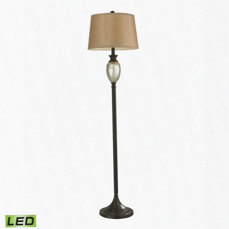 113-1141-led Caledon Antique Mercury Glass Led Floor Lamp With Bronze