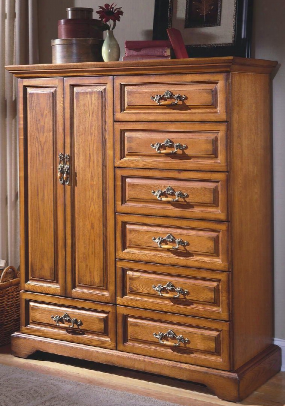 1133-073 Honey Creek 47" Magna Chest With Seven Drawers Two Doors Detailed Molding And Decorative Hardware In