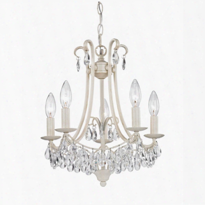 122-021 Mini Chandelier In Antique Cream And Clear In Antique Cream With Clear Crystal