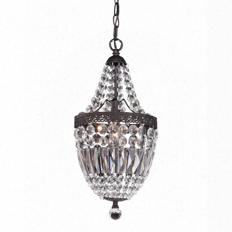 122-026 Mini Chandelier In Dark  Bronze And Clear In Dark Bronze With Clear Crystal