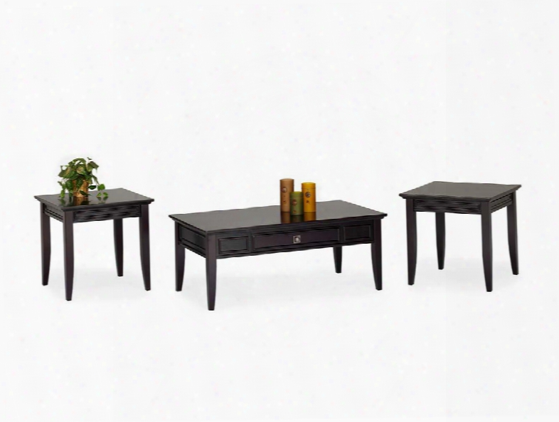 30-003-30 Franklin Park 3 Piece Living Room Table Set With Cocktail Table And Two End Tables Wood Construction Detailed Molding Tapered Legs And Wood