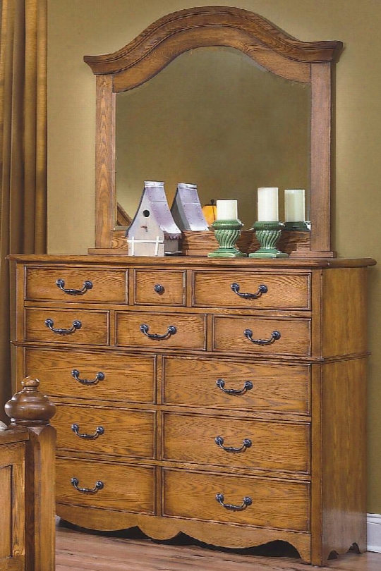 4431-050-4431-060 Hailey 52" Dresser With Mirror 12 Drawers Detailed Molding  Traditional Accents Ash And Oak Solids In