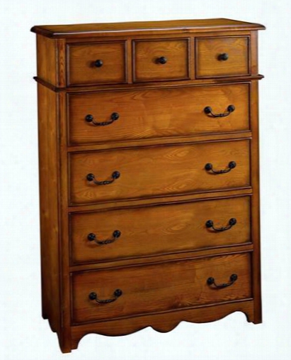 4431-070 Hailey 38" Chest With 7 Drawers Detailed Molding Tradirional Accents Ash And Oak Solids In