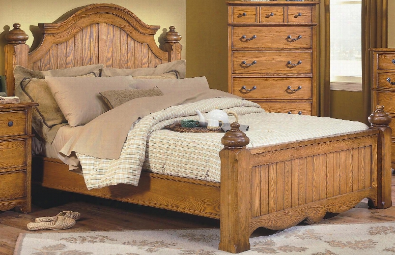4431-wb Hailey Poster California King Bed With Detailed Molding Bonnet Top Traditional Accents Turn Post Caps Ash And Oak Solids In