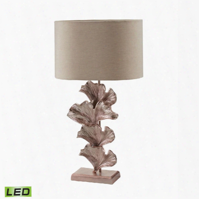 468-023-led Ginkgo Leaf Led Table Lamp In Rose