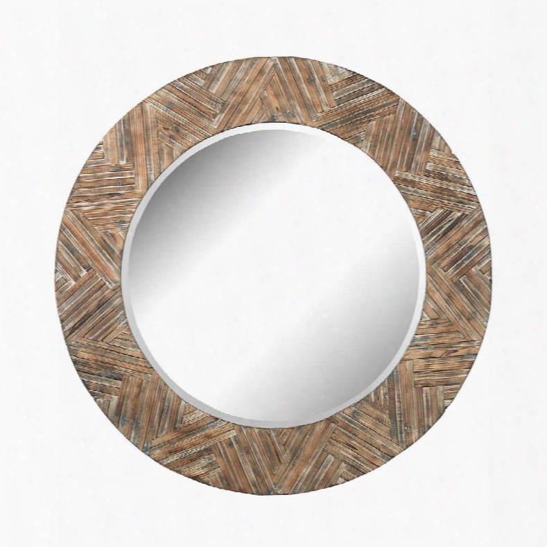 51-10162 48" Big Round Wicker Mirror With Beveled