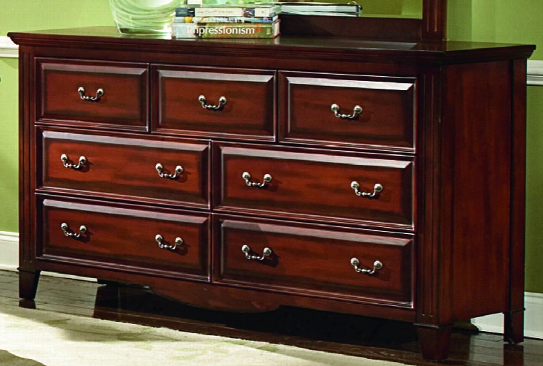 6740-050 Drayton Hall Seven Drawer Dresser With Fluted Pilasters Traditional Design Detailed Molding Decorative Hardware Poplar And Basswood Solids In