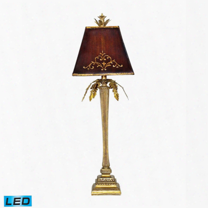 91-078-led Draping Leaf Led Table Lamp In Gold