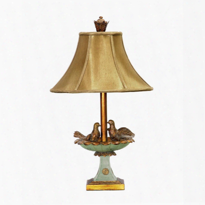 91-786 Love Birds In Bath Table Lamp In Gold Leaf And