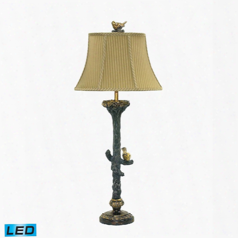 93-028-led Bird On Branch Led Table Lamp In Black And Gold