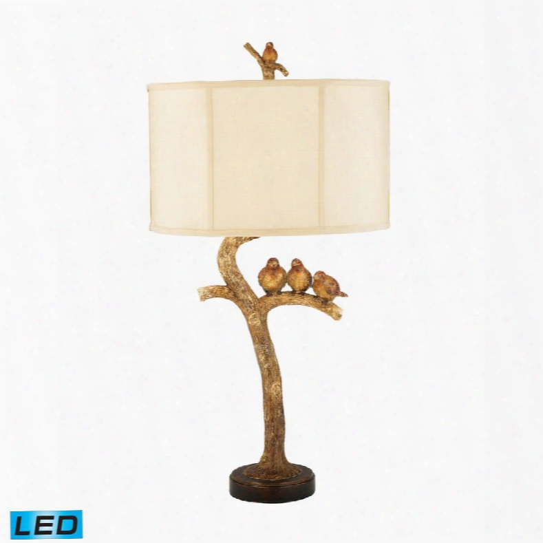 93-052-led Three Bird Light Led Table Lamp In Gold Leaf And