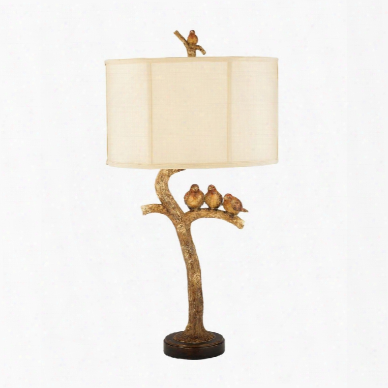 93-052 Three Bird Light Table Lamp In Gold Leaf And