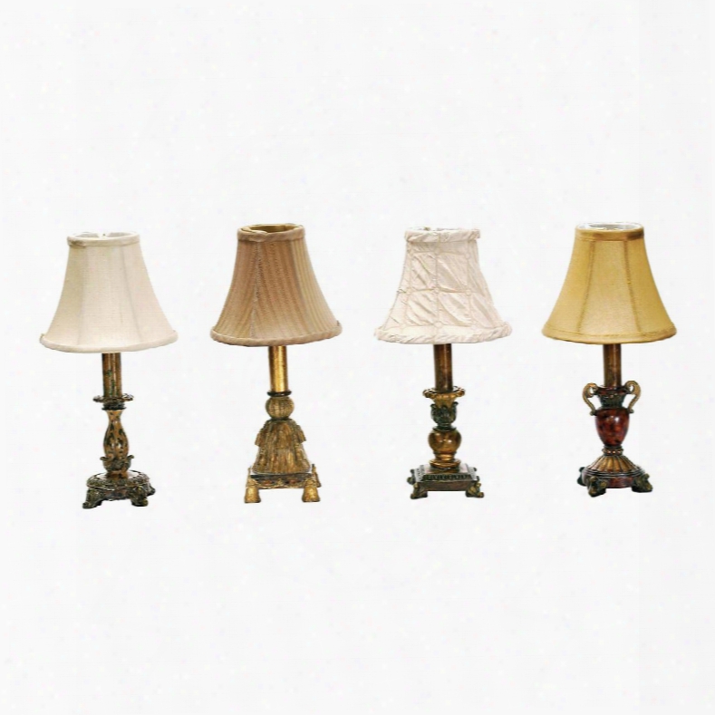 93-345 Set Of 4 Library Mini Lamps In Multi