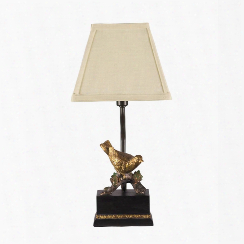 93-938 Perching Robin Table Lamp In Gold Leaf And