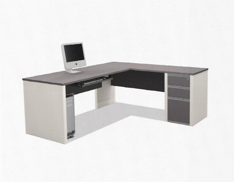 93882-59 Connexion L-shaped Workstation Kit Including Assembled Pedestal With Scratch And Stain Resistant Surface In Slate And