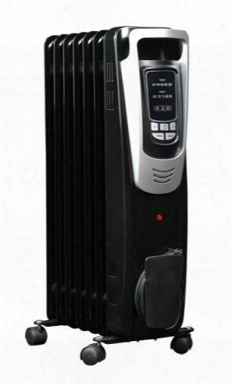 Ah-450b Electric Oilfilled Radiator Space Heater With Fan-free Air Circulation Front Carrying Handles Heavy-duty Caster Wheels Digital Timer And Thermostat