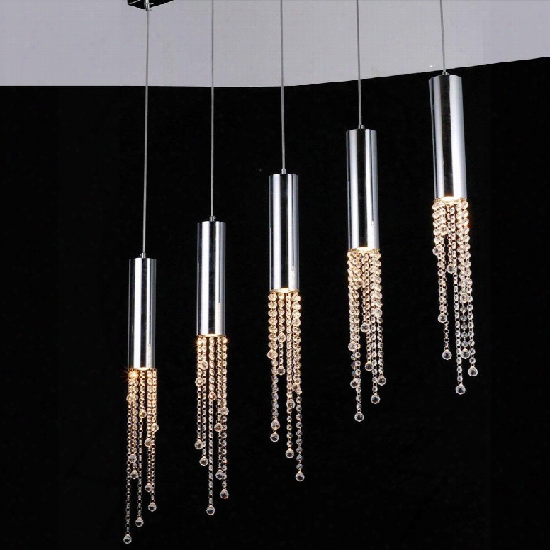 B7003 Jael 5 Light Pendant In Chrome W/clear