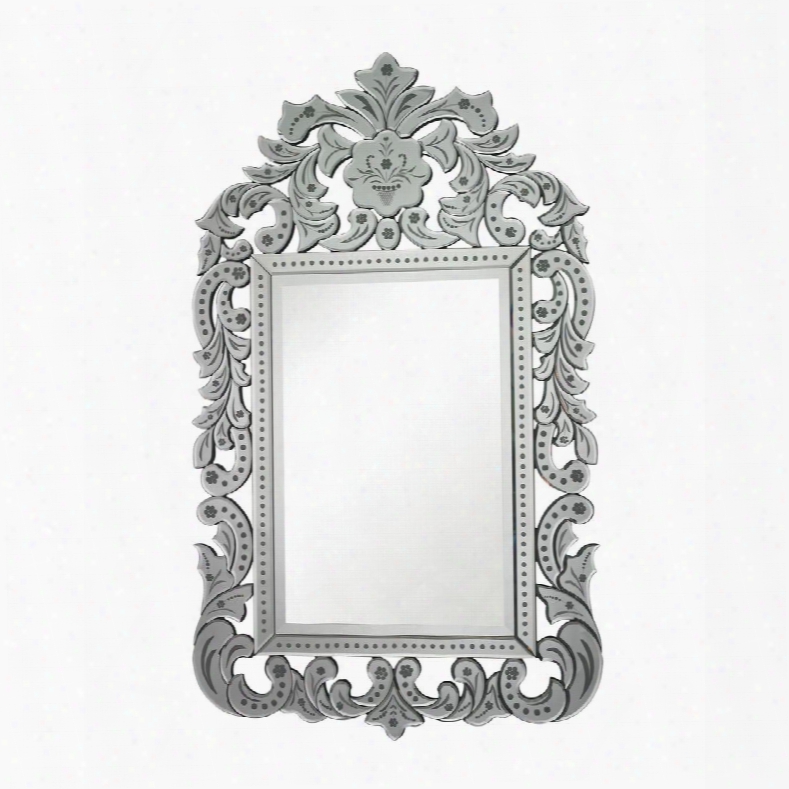 Bilbao Collection 114-30 56" X 33" Venetian Wall Mirror With Beveled Edge Hand Cut Mirror Embellishments And Floral Motifs In Clear