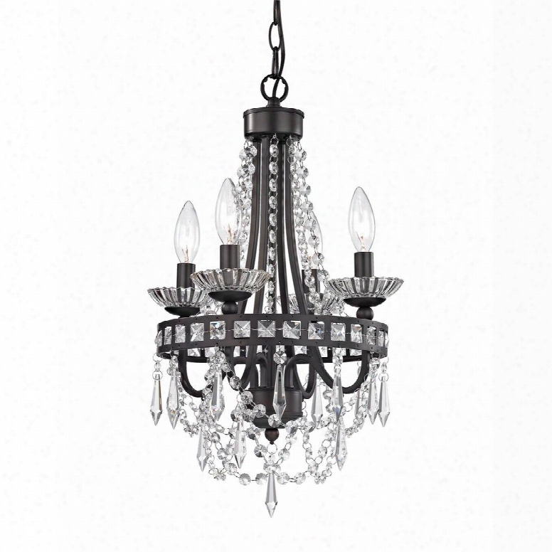 Chesham Collecion 122-024 20" Mini Chandelier With 4 Bulb Capacity Clear Crystals Ul Listed And Metal Construction In Dark Bronze