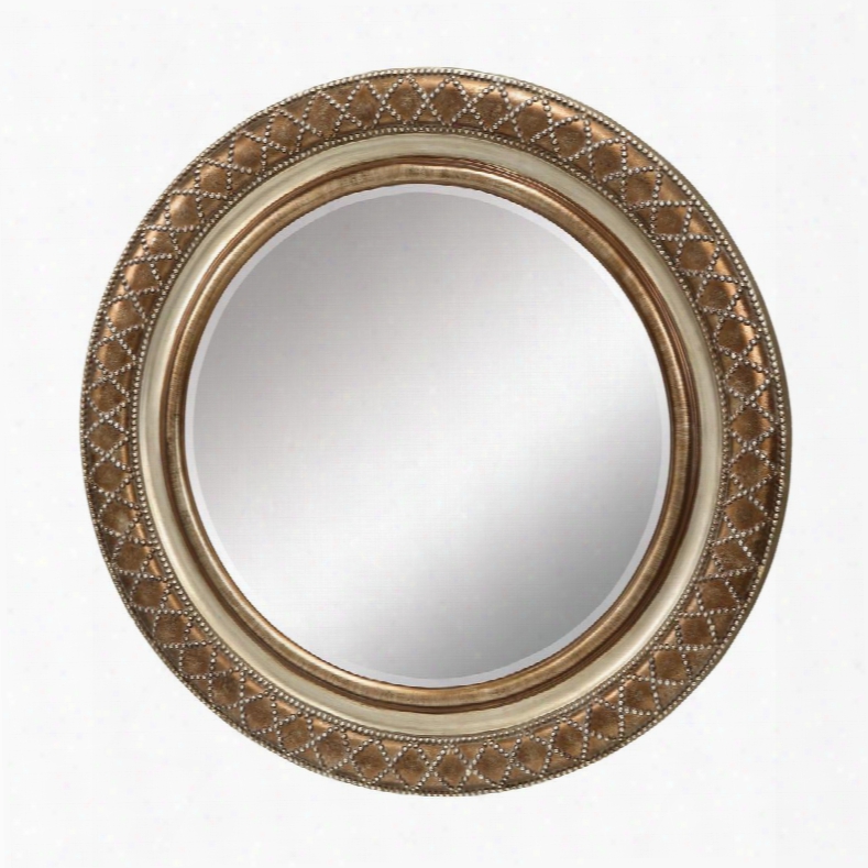 Cocktail Collection 6050395 36" Wall Mirror With Beveled Edge Round Shape And Resin Material In Scuyler Silver And Copper