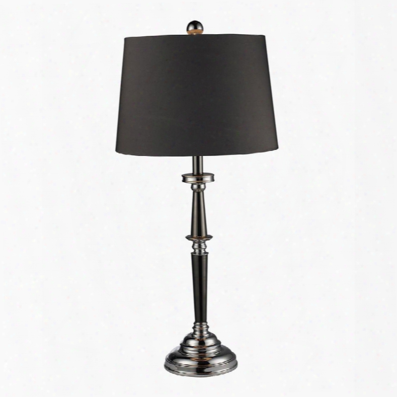 D1406 Monaca Table Lamp In Black Nickel And Chrome With Slate Grey