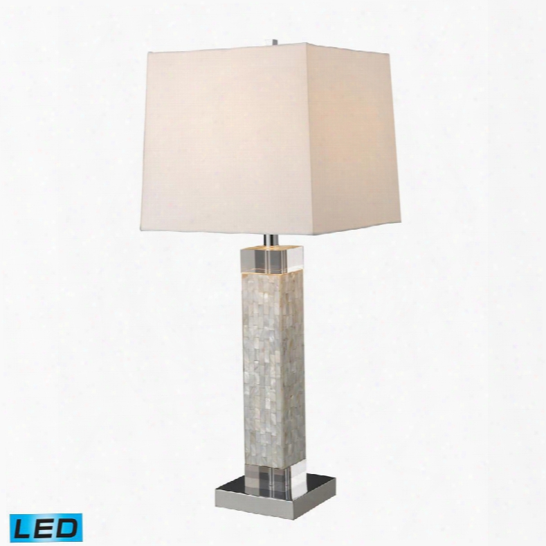 D1412-led Luzerne Led Table Lamp In Mother Of Pearl With Milano Off White