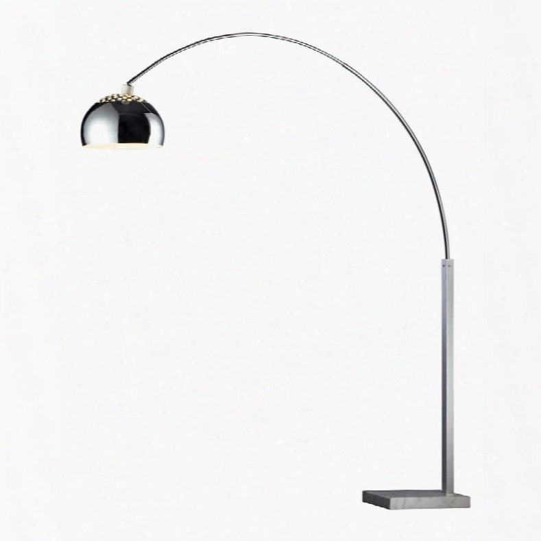 D1428 Penbrook Arc Floor Lamp In Chrome With White Marble