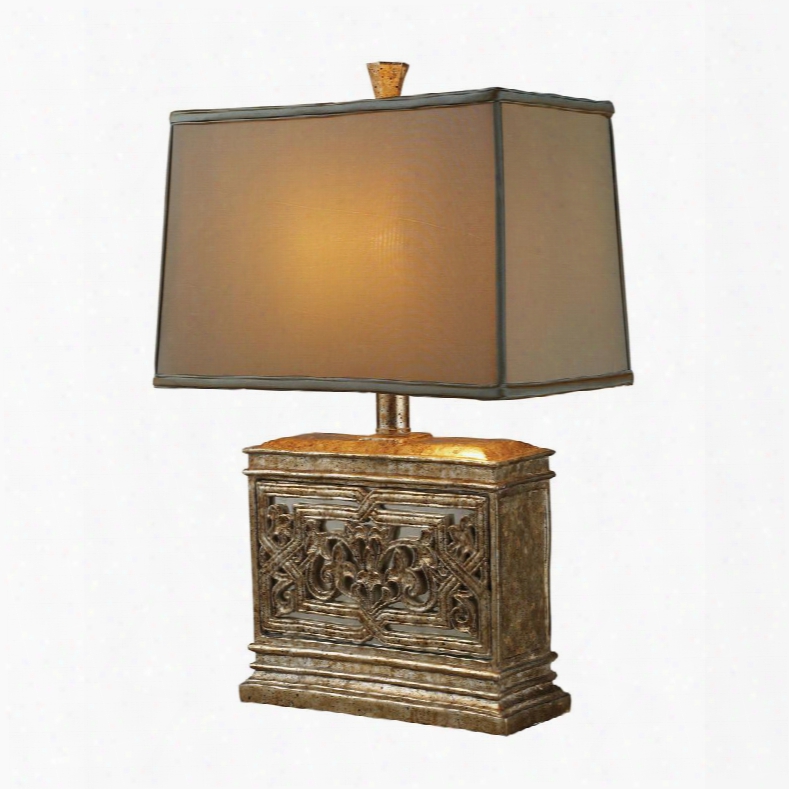 D1443 Laurel Run Table Lamp In Courtney Gold With Ria Bronze Shade And Crea