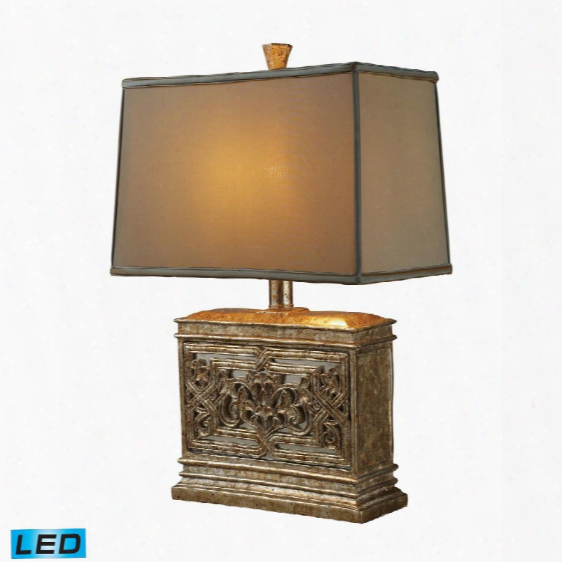 D1443-led Laurel Run Led Table Lamp In Courtney Gold With Ria Bronze Shade And Cream