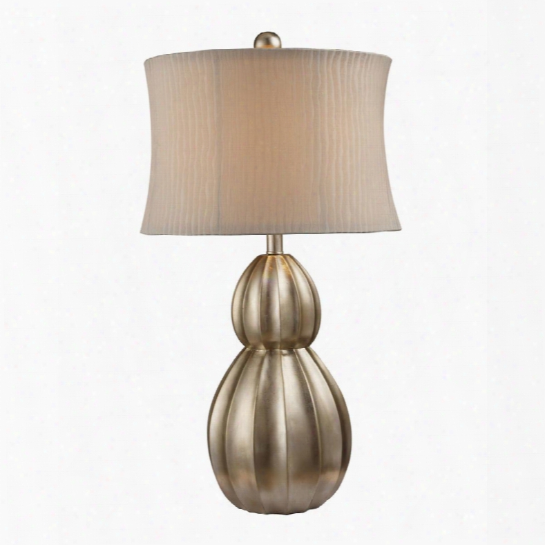 D1444 Marion Table Lamp In Antique Silver Leaf With Nanty White