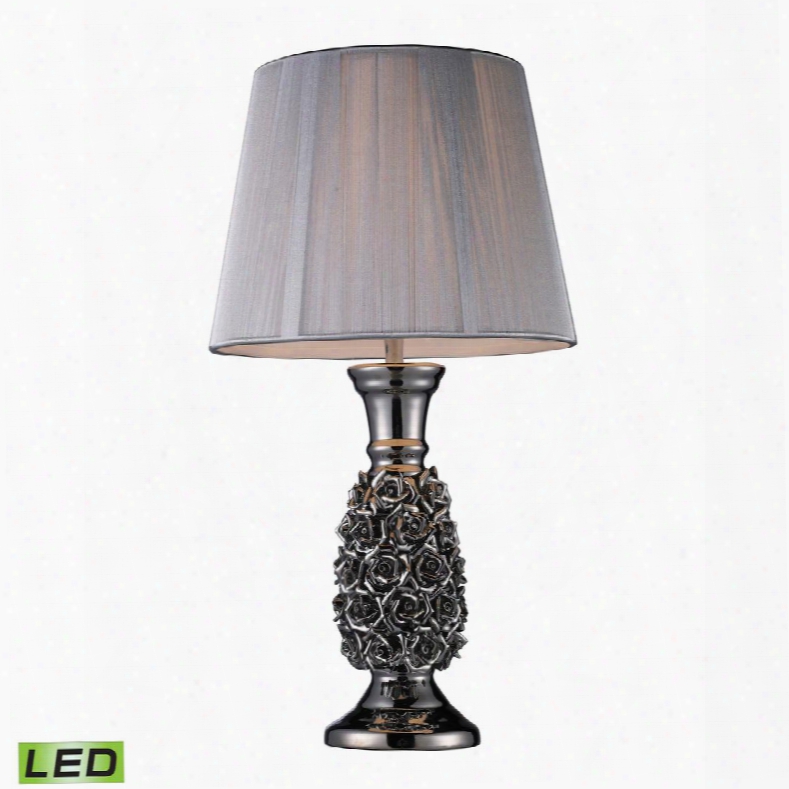 D1447-led Roseto Led Table Lamp In Alisa Silver With Silver String