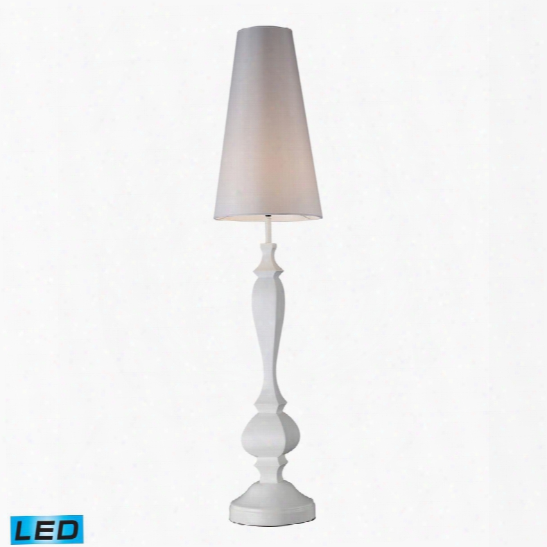 D1466-led Palmyra Led Floor Lamp In Gloss White With Pure White Faux Silk