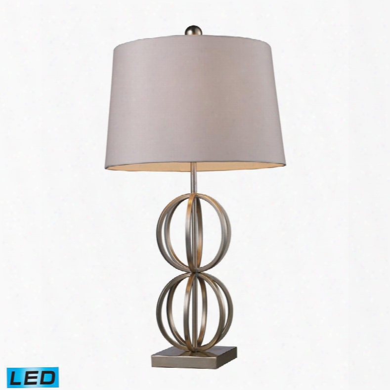 D1494-led Donora Led Table Lamp In Silver Leaf With Milano Off White